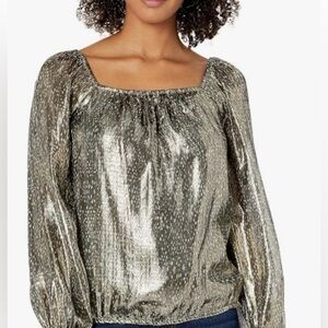 Ramy Brook Women's Snake Printed Abby Long Sleeve TOP, Nickel Combo, Large